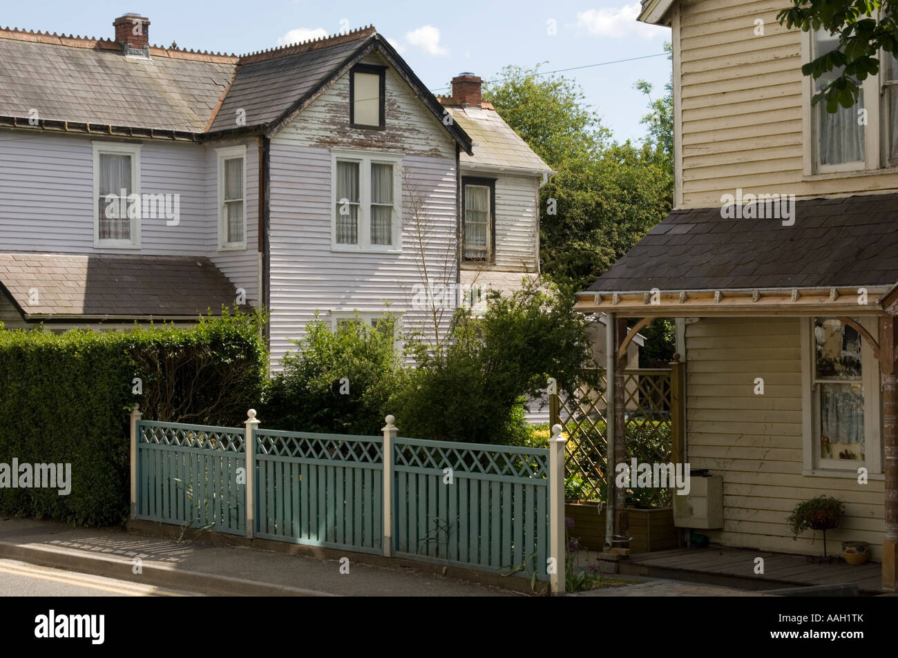 American style Clapboard wooden cladded houses Llandybie near Ammanford