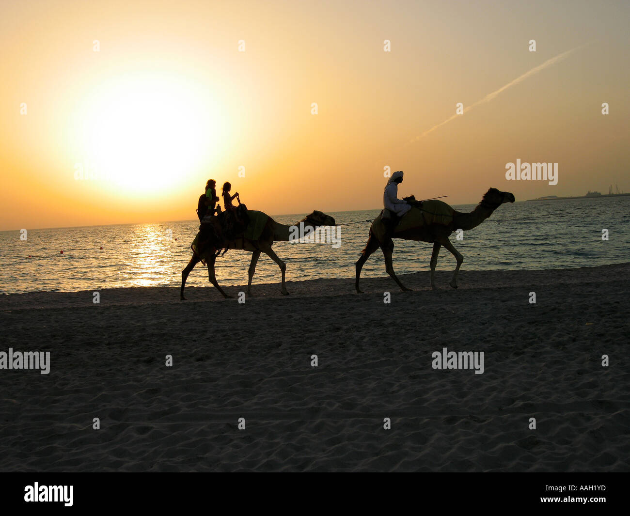 Sunset Camel Ride Silhouette dubai icons hi-res stock photography and images - Alamy