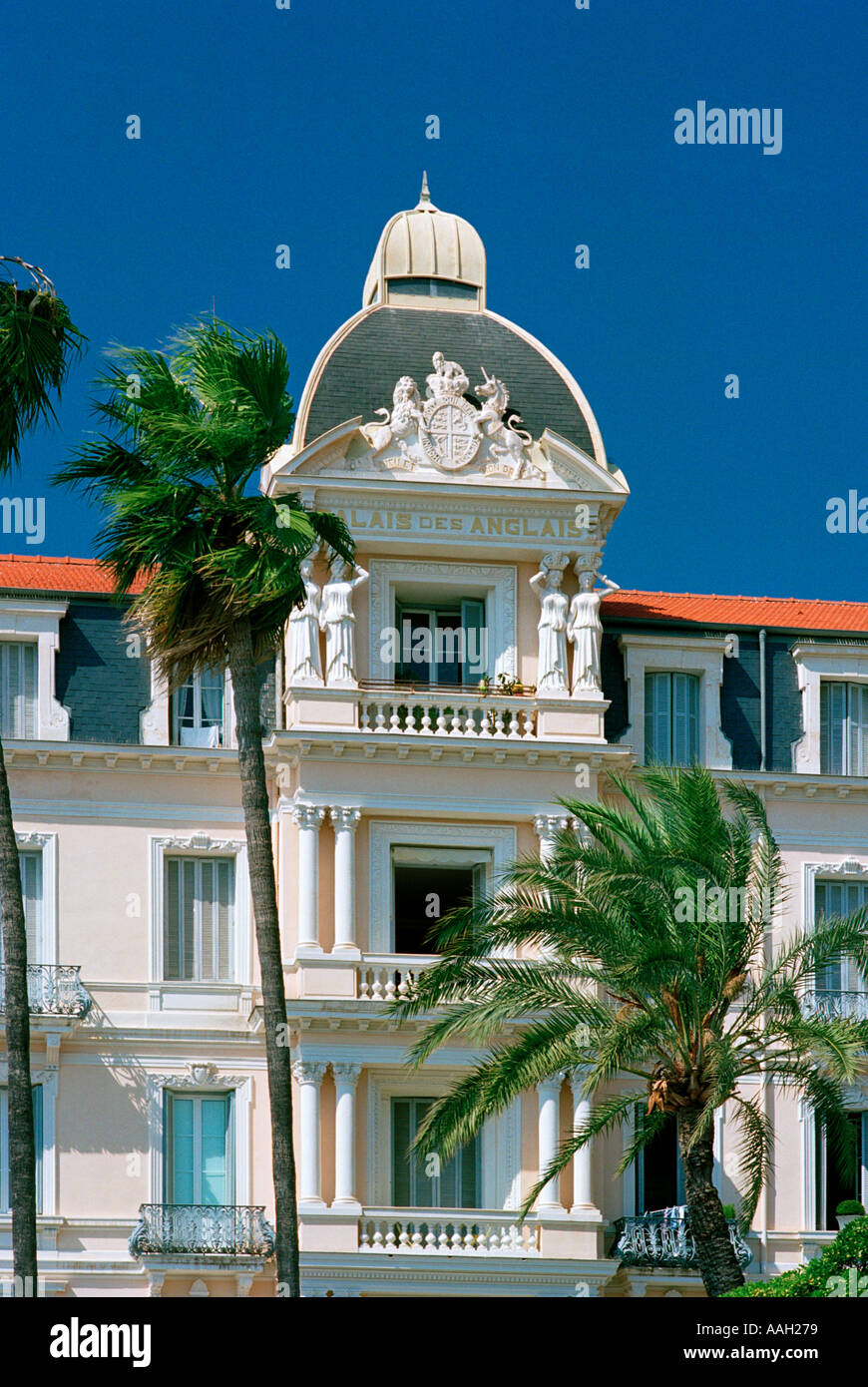 The Palais des Anglais a hotel on the French Riviera whose name reflects the enduring popularity of the area with the English Stock Photo