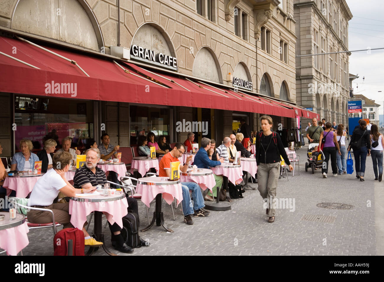 Gran Cafe at Limmat Quai Zurich Canton Zurich Switzerland Stock Photo