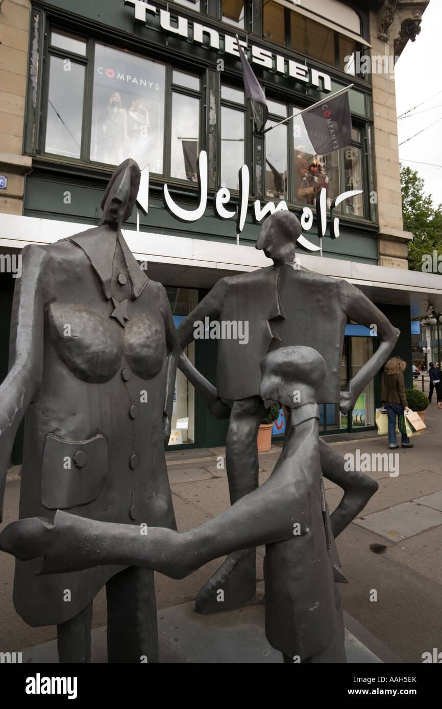 Group of figures in front of the store Jelmoli Bahnhofstrasse Zurich Canton Zurich Switzerland Stock Photo
