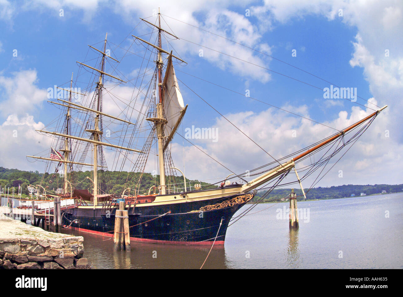 Square rigger sailing ship Stock Photo
