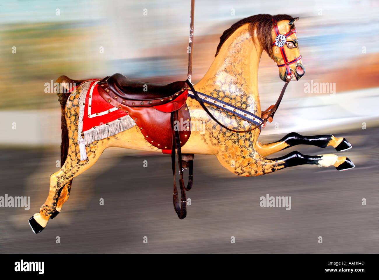 Wooden merry go round horse with real horse hair Stock Photo - Alamy