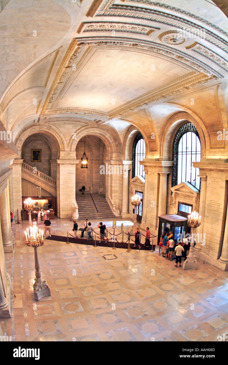 Interior lobby and rotunda of New York City Public Library Stock Photo