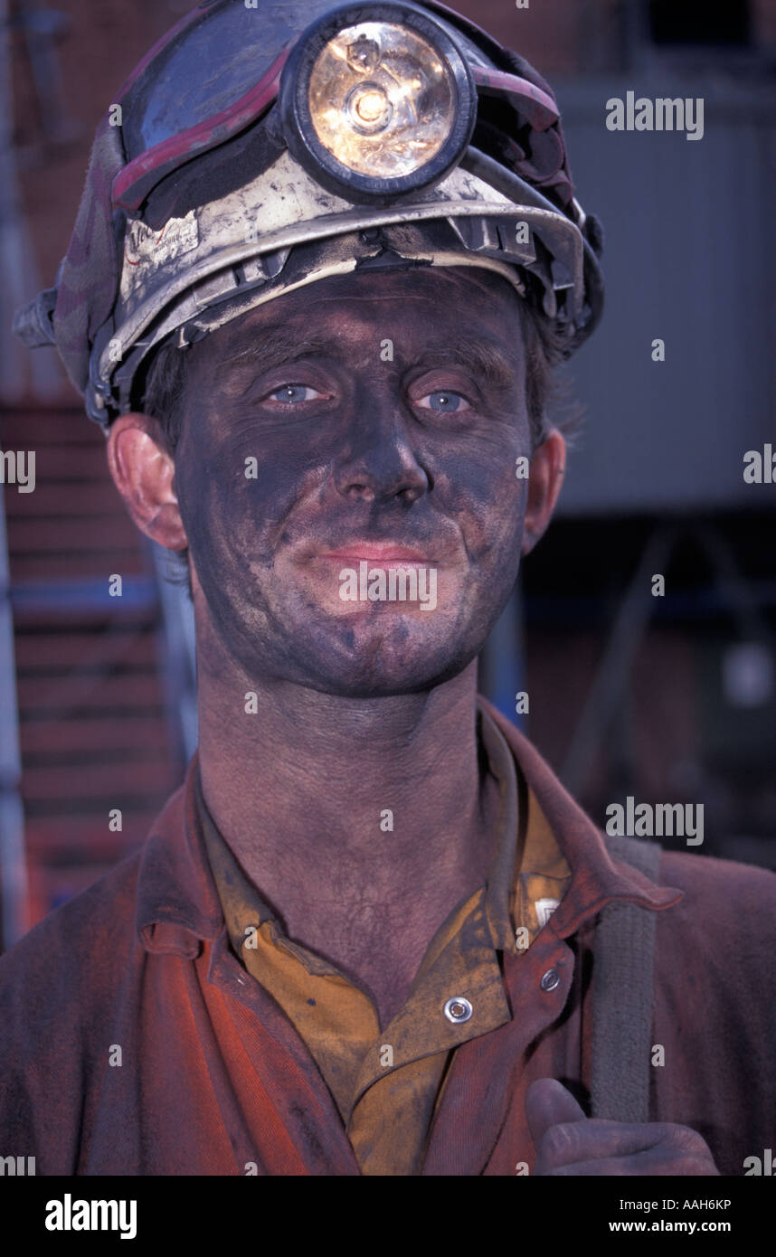 Portrait of a miner Tower Colliery deep coal mine Hirwaun County Mid Glamorgan Wales United Kingdom Stock Photo