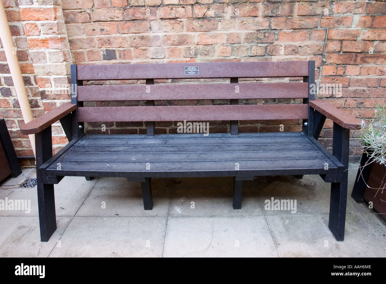 Three seater bench made from plaswood BPI Scotland UK Stock Photo