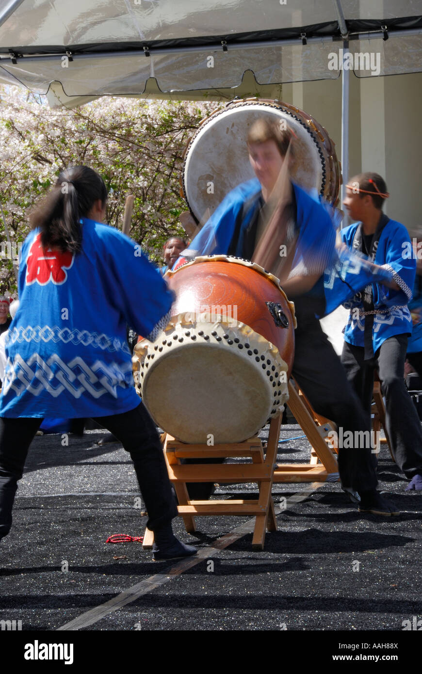 "Taiko drumming, ^Japantown, "San Francisco", California Stock Photo