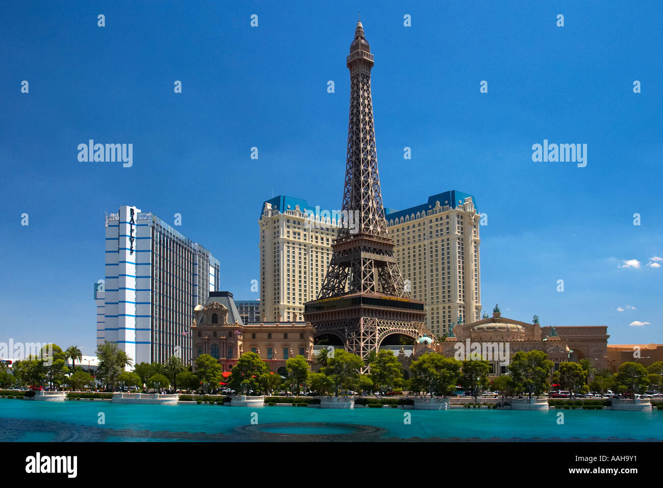 View of Las Vegas and the Paris Hotel by day Nevada USA Stock Photo