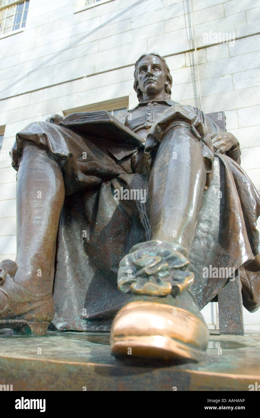 john harvard statue in harvard yard, cambridge, massachusetts Stock Photo