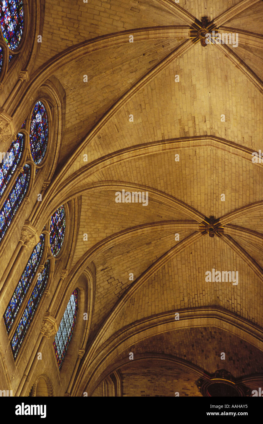 The ceiling of Notre Dame in Paris, France, prior to the devastating April 15, 2019 fire. Stock Photo