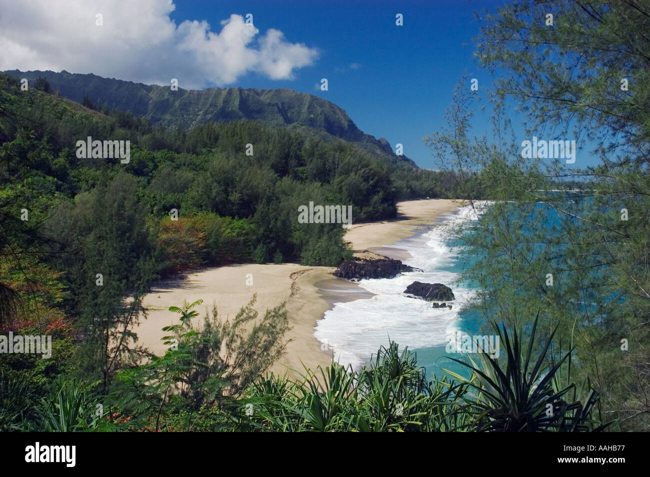 Lumahai Beach the location of the Bali Hai scenes in the movie South Pacific Kauai island Hawaii Stock Photo