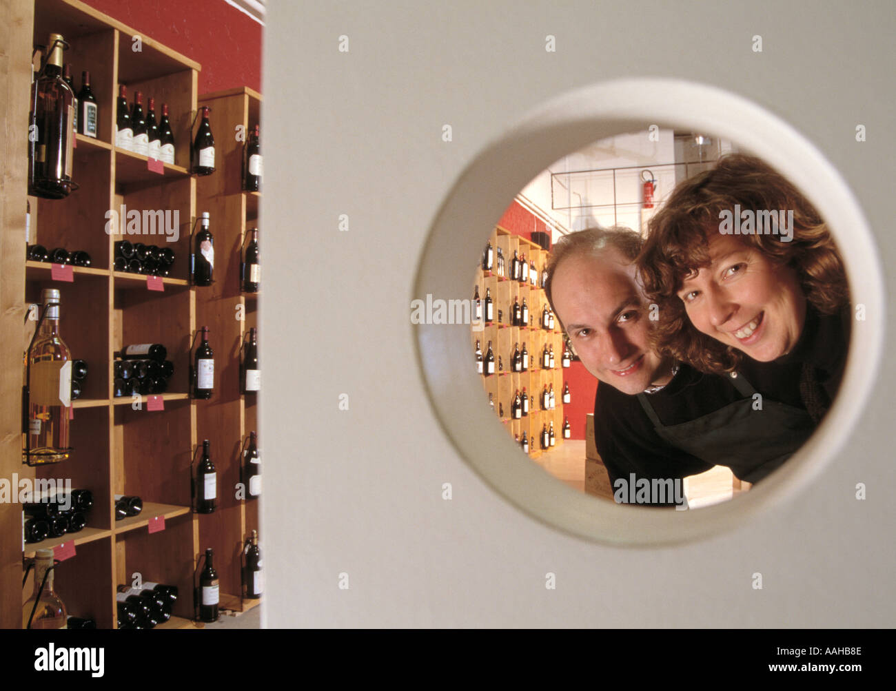 couple wine shop owners Stock Photo Alamy