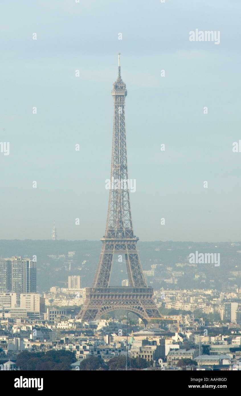 Distance shot of the Eiffel Tower in Paris, France. Stock Photo