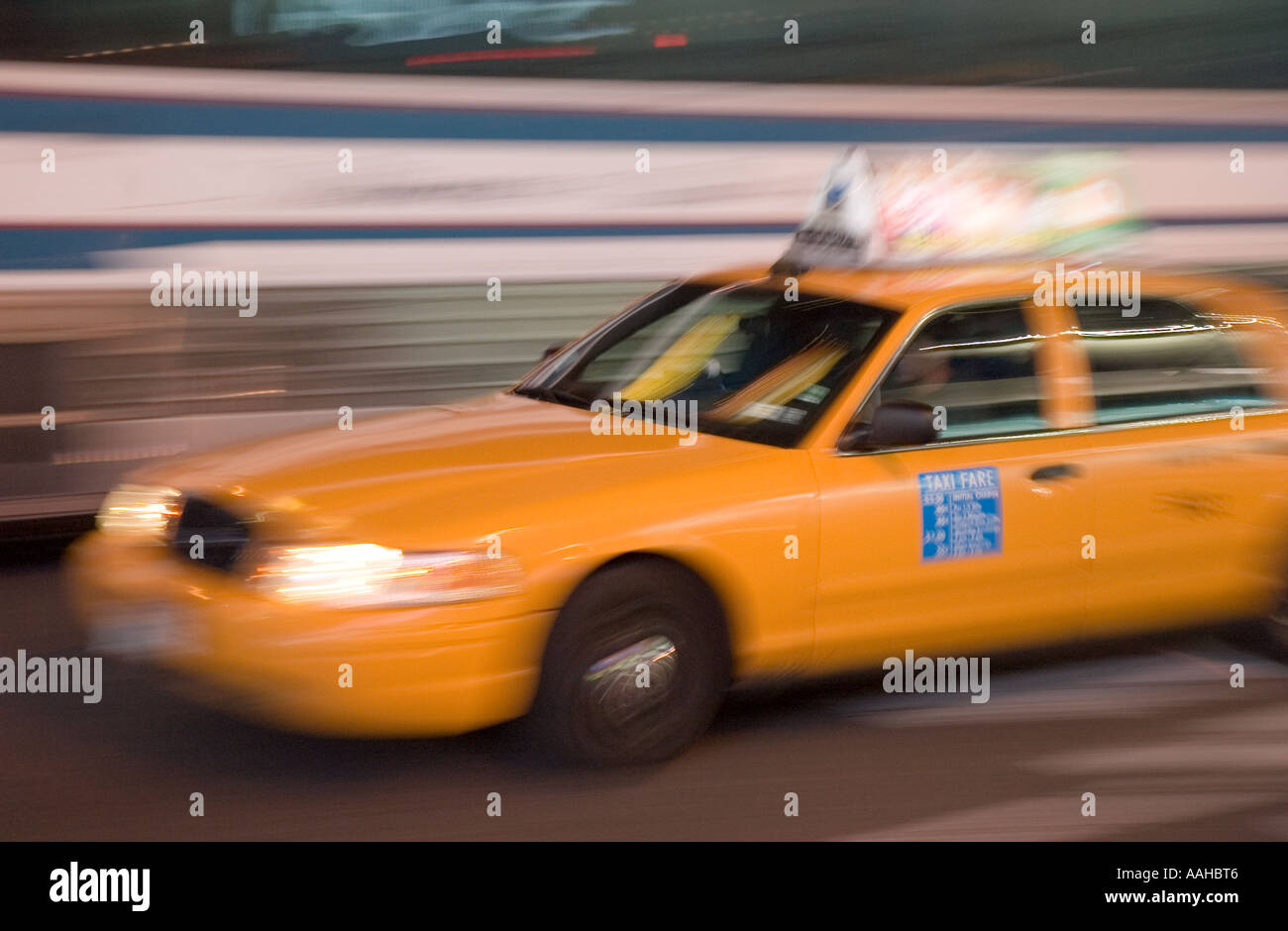 New York yellow taxi cab in motion Stock Photo Alamy