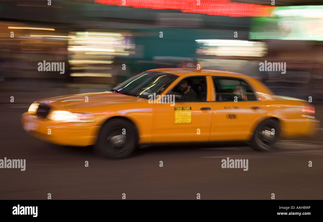 New York yellow taxi cab in motion Stock Photo Alamy