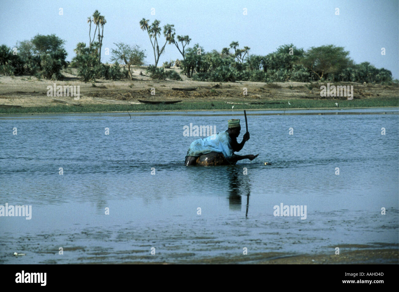 Fisherman in Lake Chad Chad Africa Stock Photo