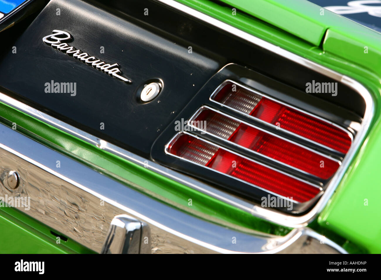 Plymouth Barracuda details Stock Photo