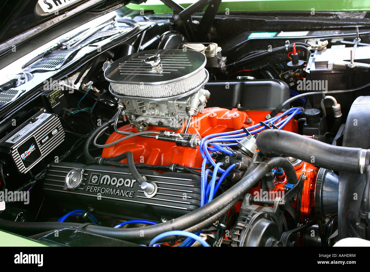 Plymouth Barracuda engine Stock Photo