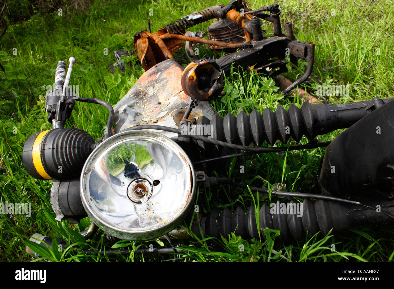 Vandalized Motorbike Stock Photo