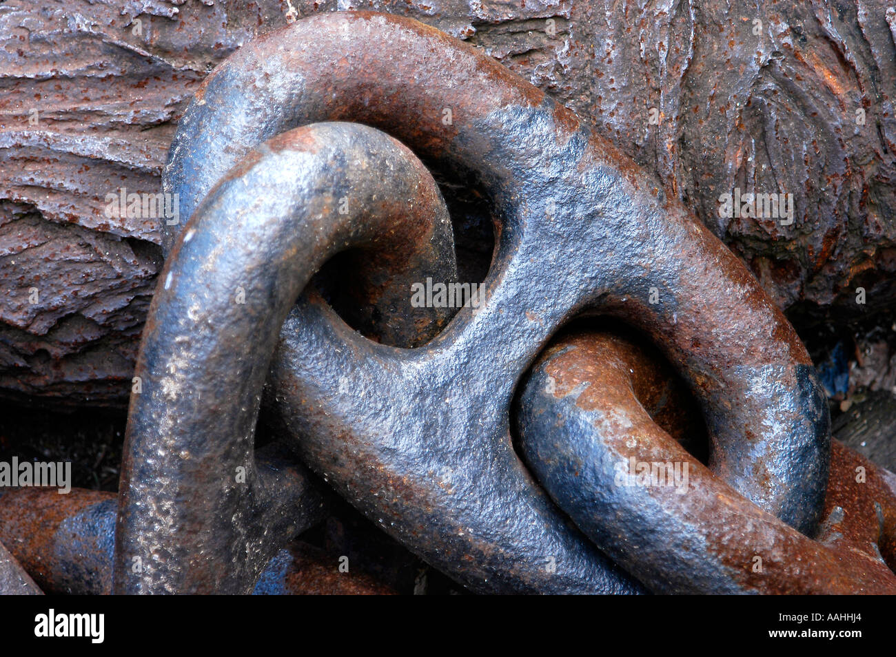 Rusted old iron chain link Stock Photo