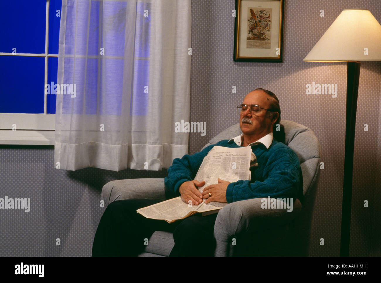 Senior man sleeping on bed Stock Photo - Alamy