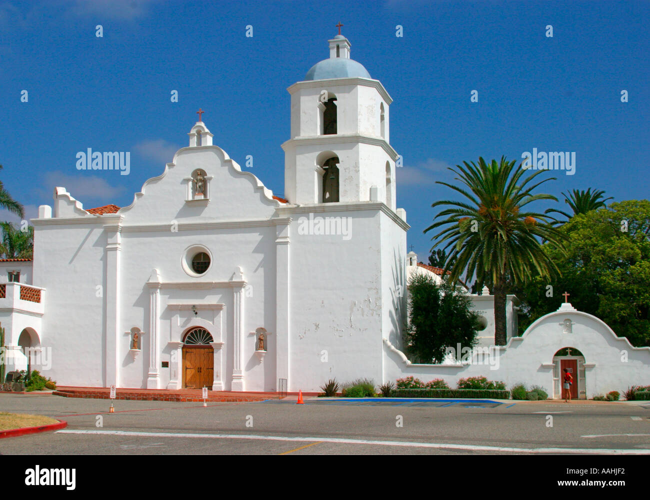 Spanish Mission San Luis Rey north of San Diego CA Stock Photo