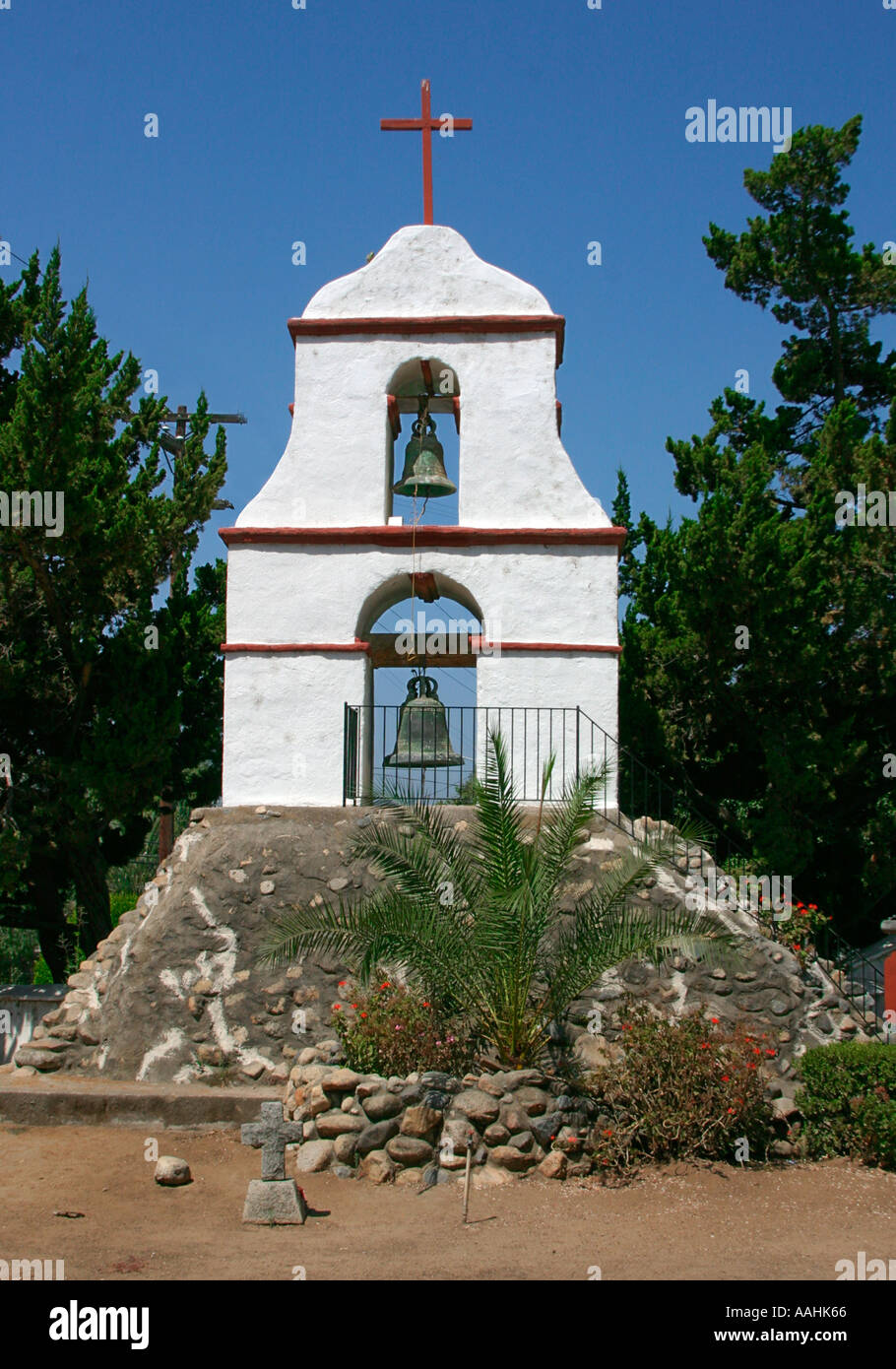 Belltower of Mission San Antonio de Pala in California Stock Photo