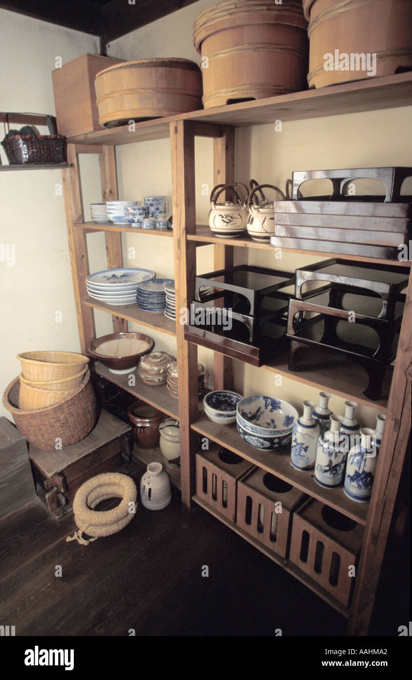 Japan Tokyo Fukagawa Edo Museum of Buildings Old house kitchen Stock