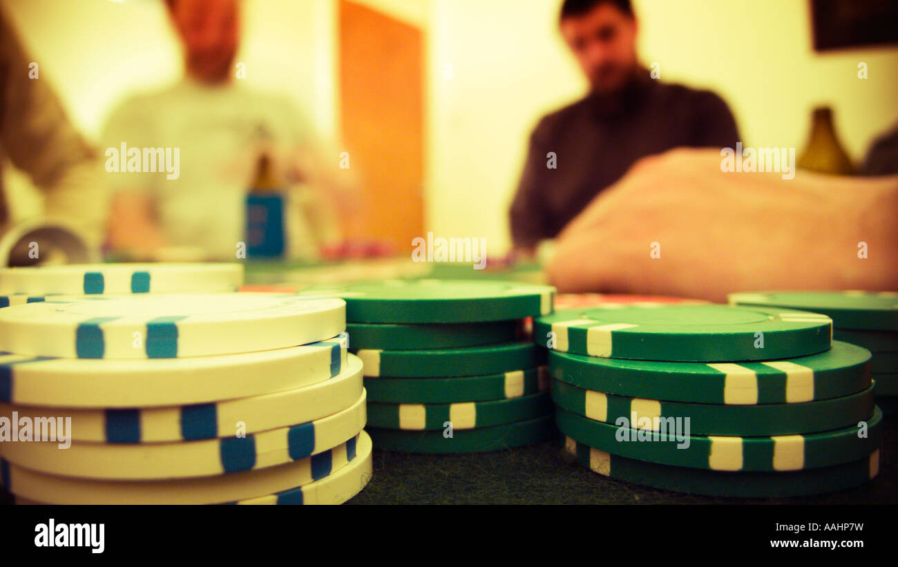 Close up of poker chips during a poker game Stock Photo Alamy