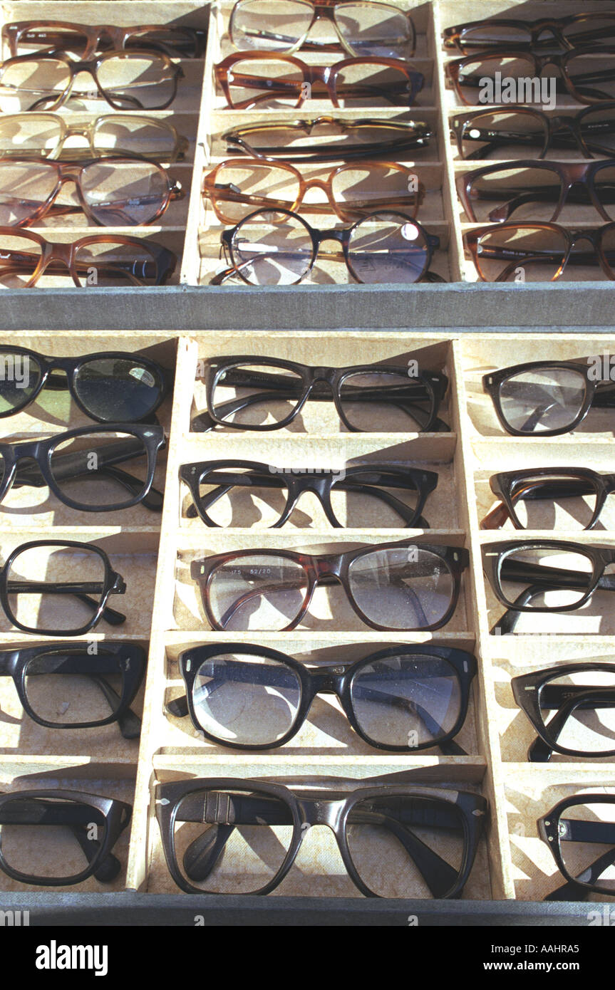 an array of spectacles in display cases Stock Photo Alamy