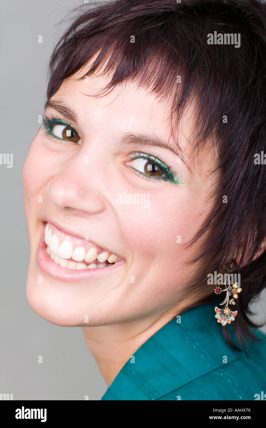 Happy positive young woman hi-res stock photography and images - Alamy
