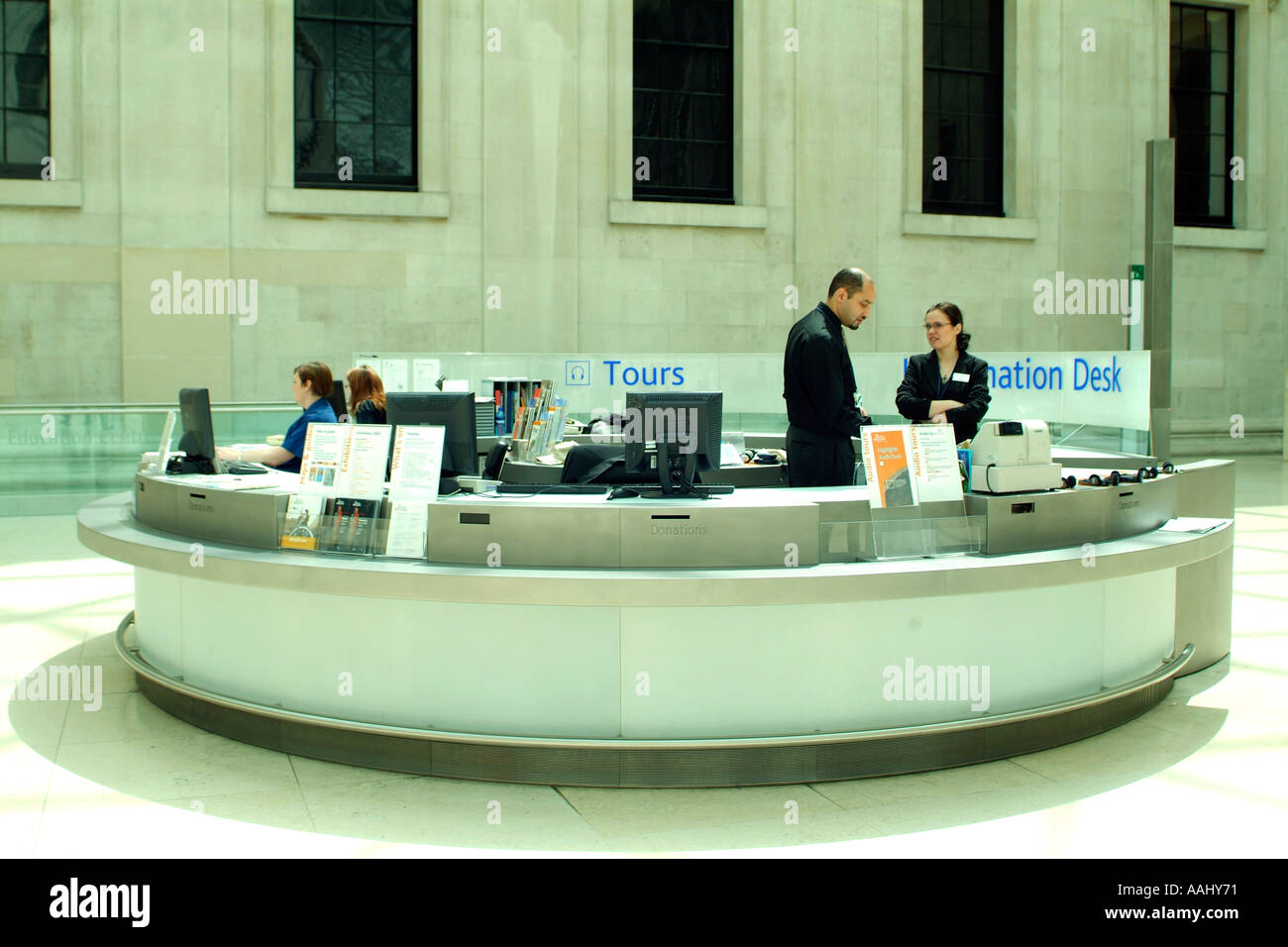 The Visitor Information help desk at the British Museum, London Stock