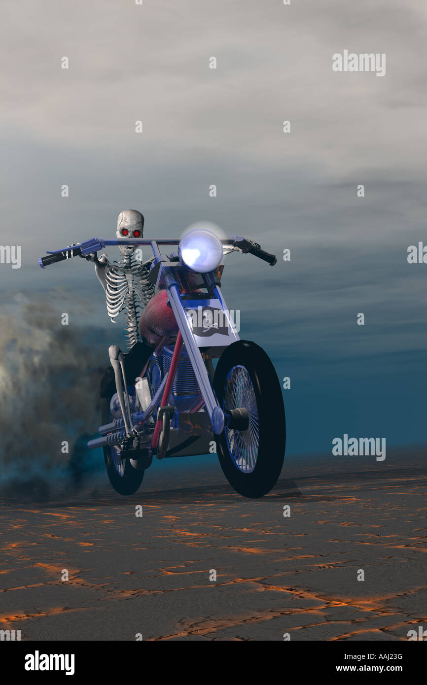 Skeleton Riding A Motorcycle Stock Photo Alamy