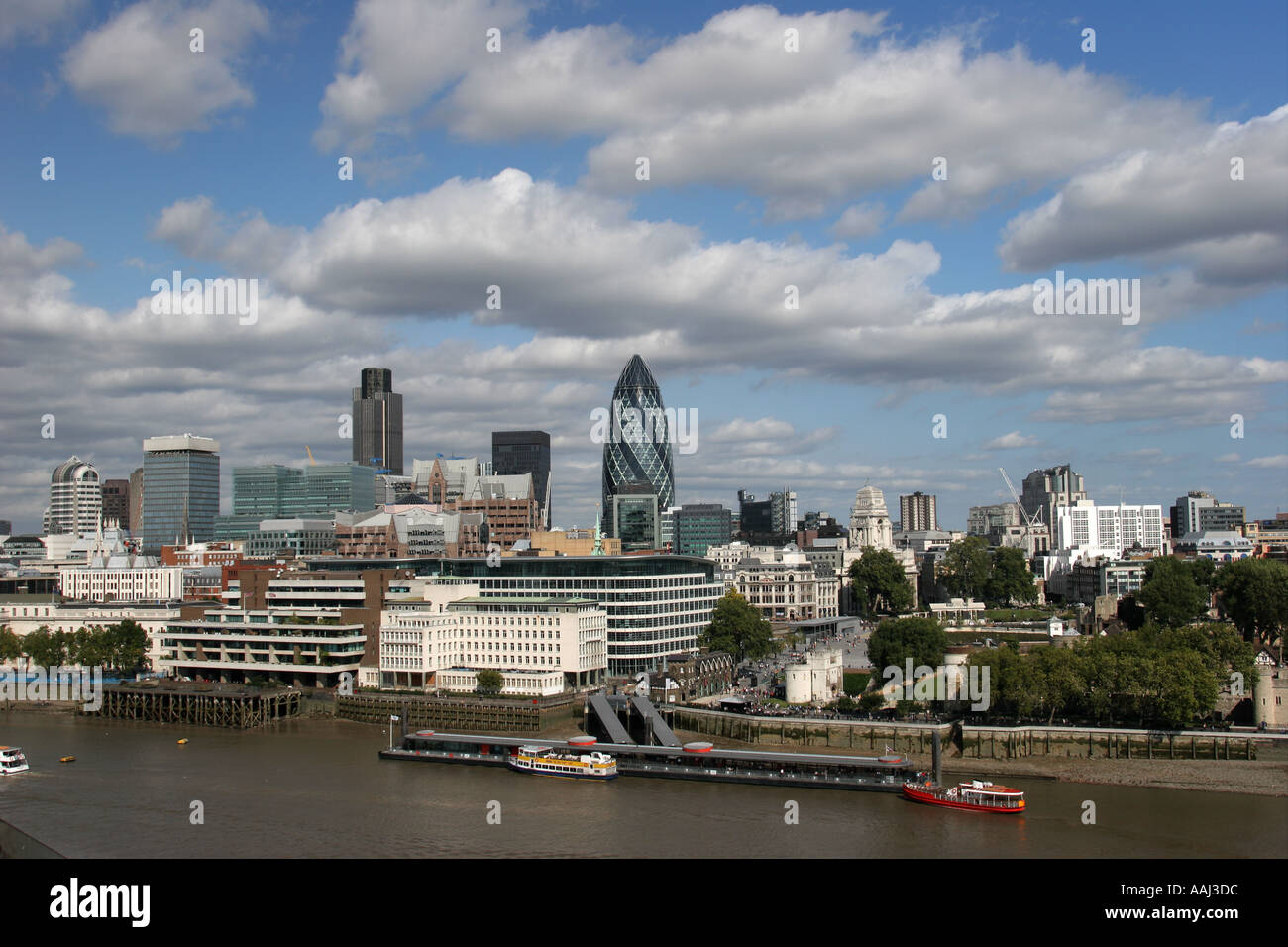 View across River Thames to the City from top of County Hall London  England UK Stock Photo