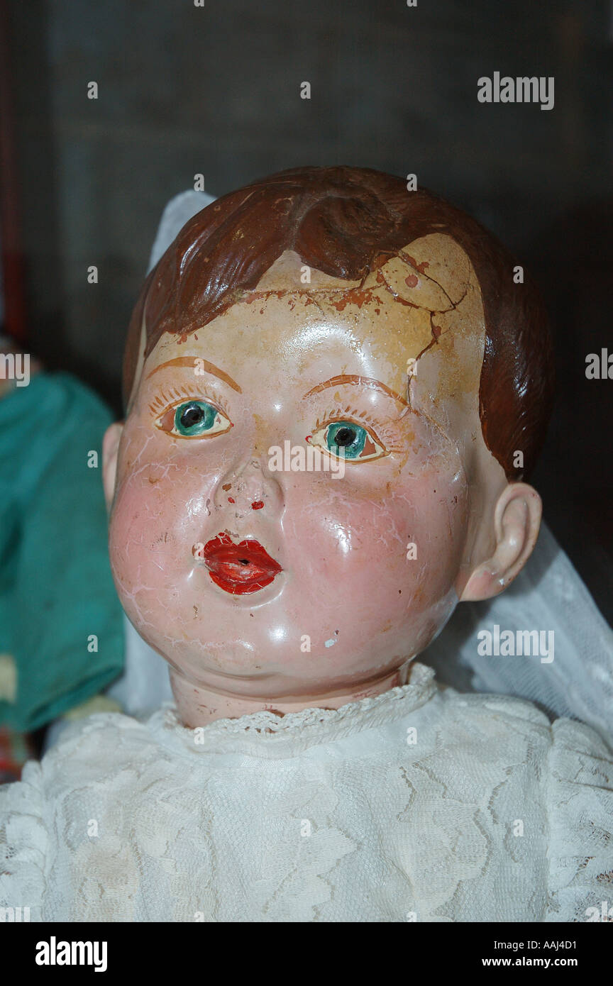 Antique doll in museum baby toy dsc 0144 Stock Photo