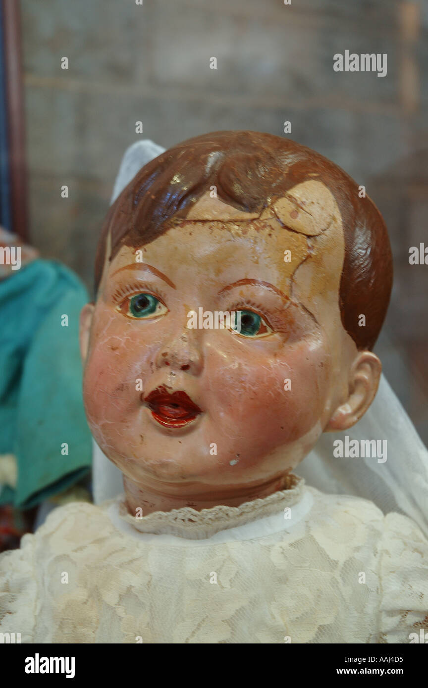 Antique doll in museum baby toy dsc 0144 Stock Photo