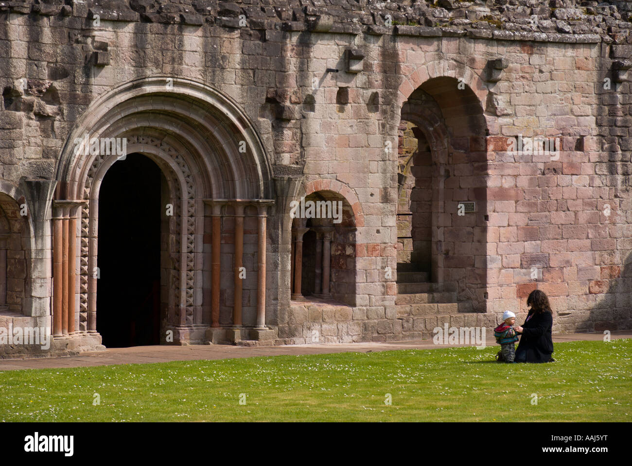 Visiting Dryburgh Abbey Scottish Borders UK Stock Photo