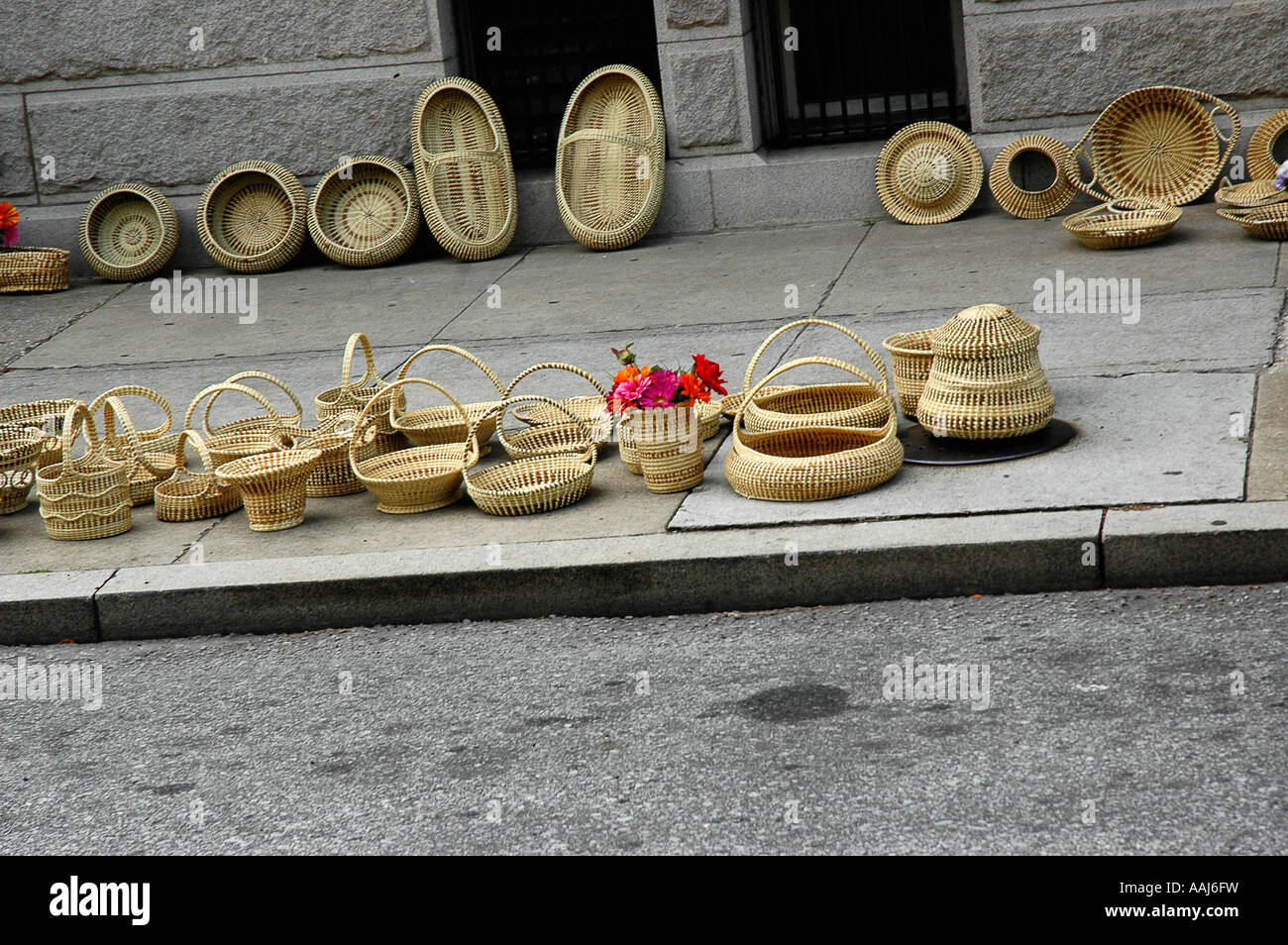 Sweet Grass baskets for sale along Charleston, South Carolina street