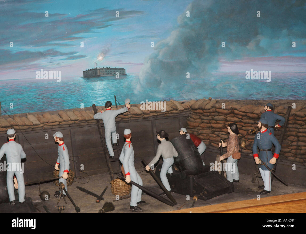 painting diorama depicting battle at Ft Sumter at start of Civil War Charleston, South Carolina Stock Photo