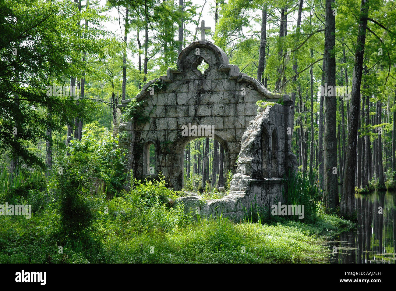 mission ruins from movie The Patriot,at Cypress Gardens Moncks Corner SC Stock Photo