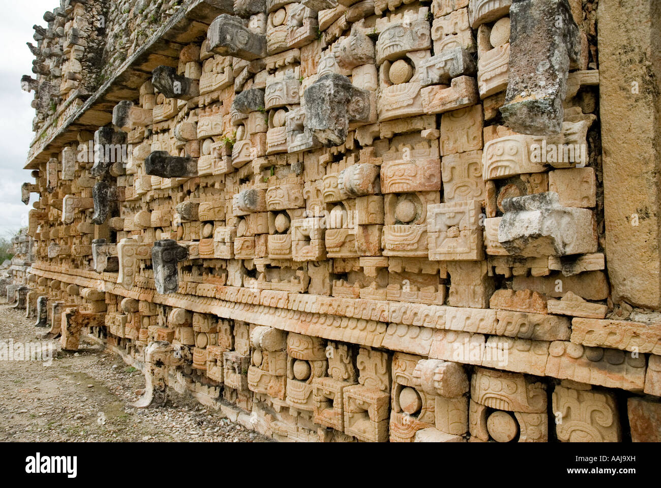 Kabah chac mool wall in Yucatan, Mexico Stock Photo