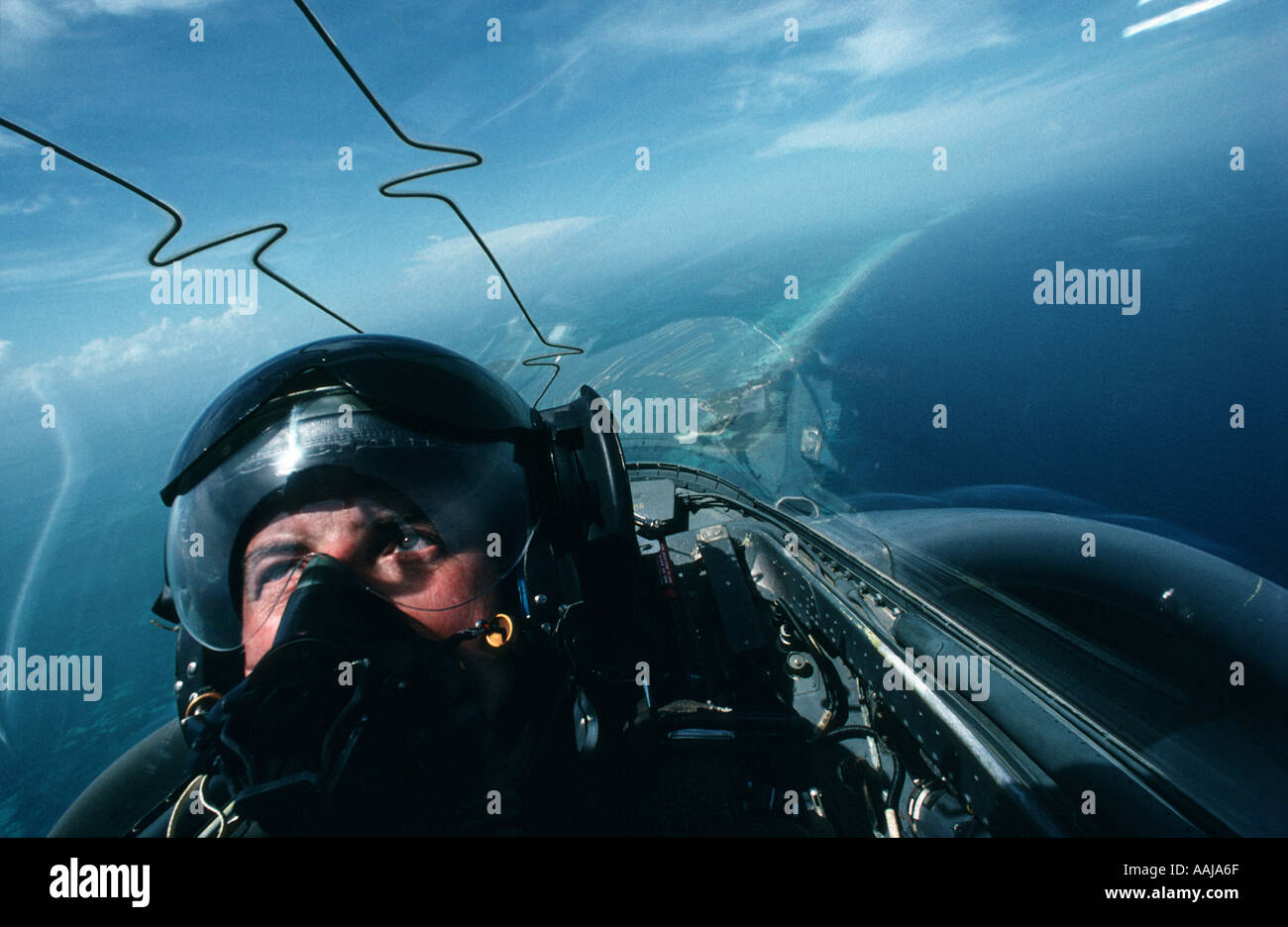 Harrier pilot in the aircraft cockpit Stock Photo