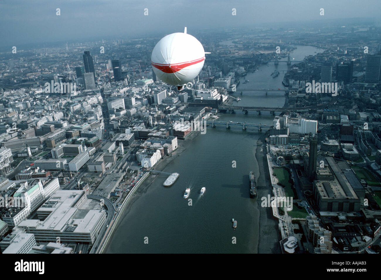 Aerial view of airship over London Stock Photo