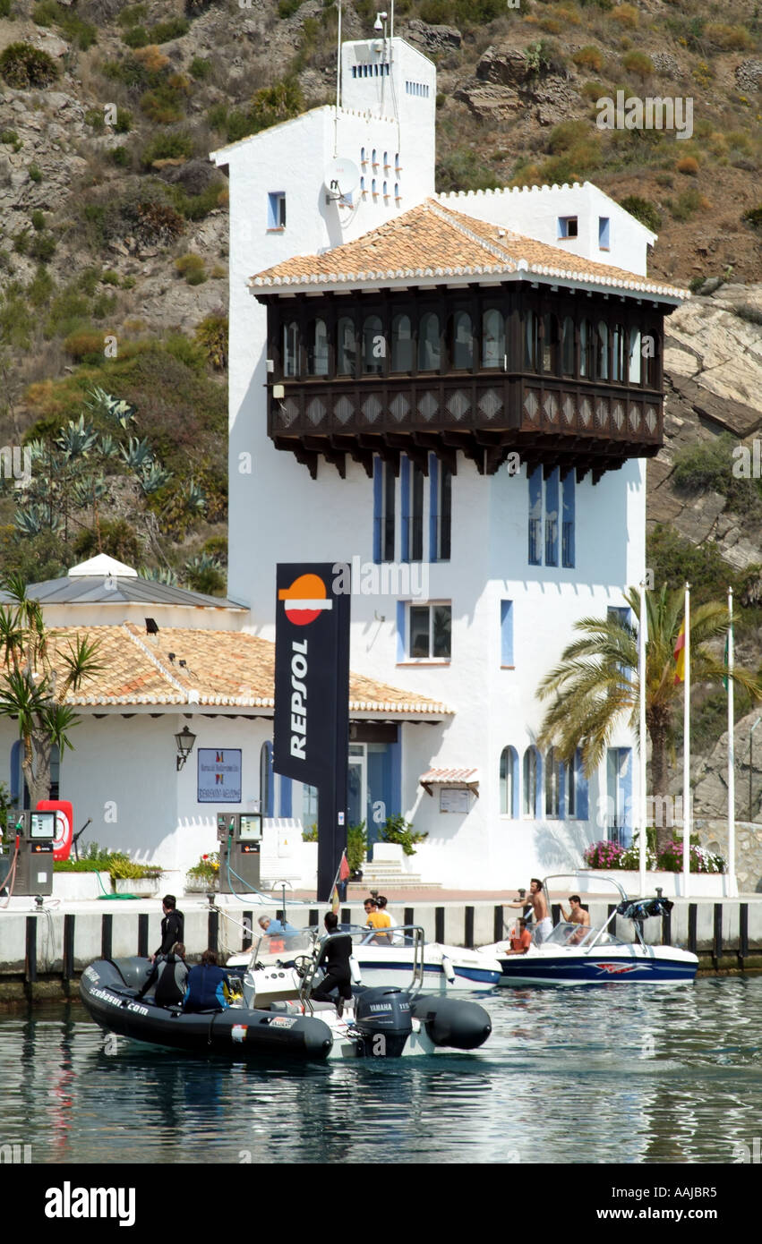 Marina del Este at Almunecar on the Costa Tropical southern Spain Europe. Marina control and fuel point Stock Photo