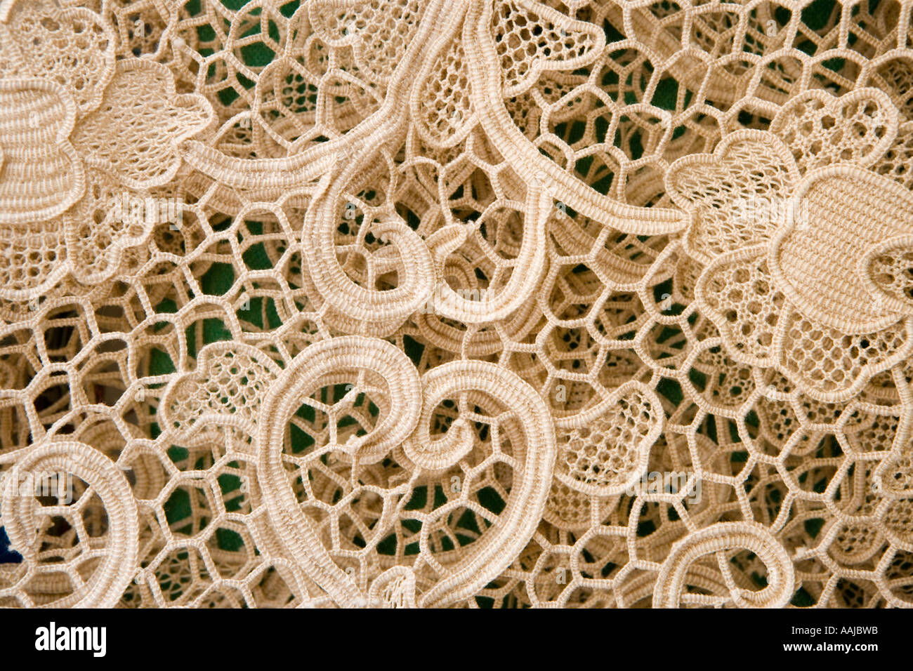 Delicate hand made lace work for sale Split Croatia Stock Photo