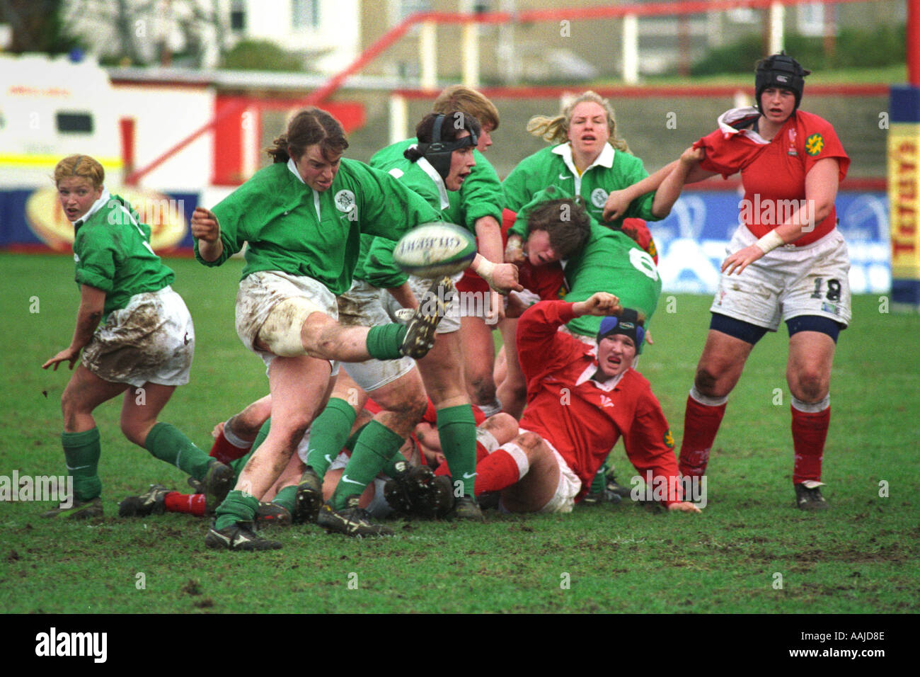 Womens rugby match Wales v Ireland at Llanelli Wales UK Stock Photo