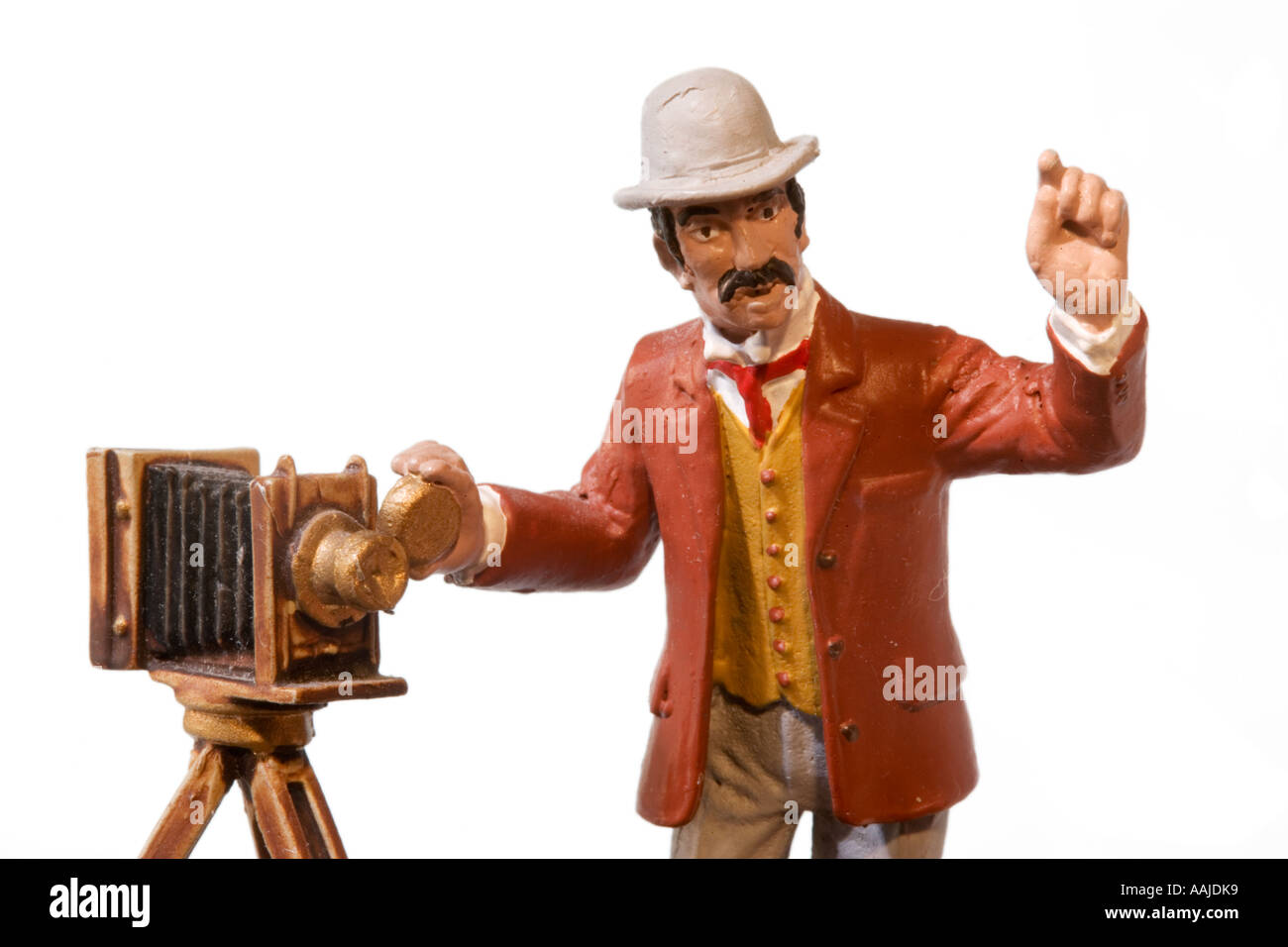 Model of photographer with old camera Stock Photo