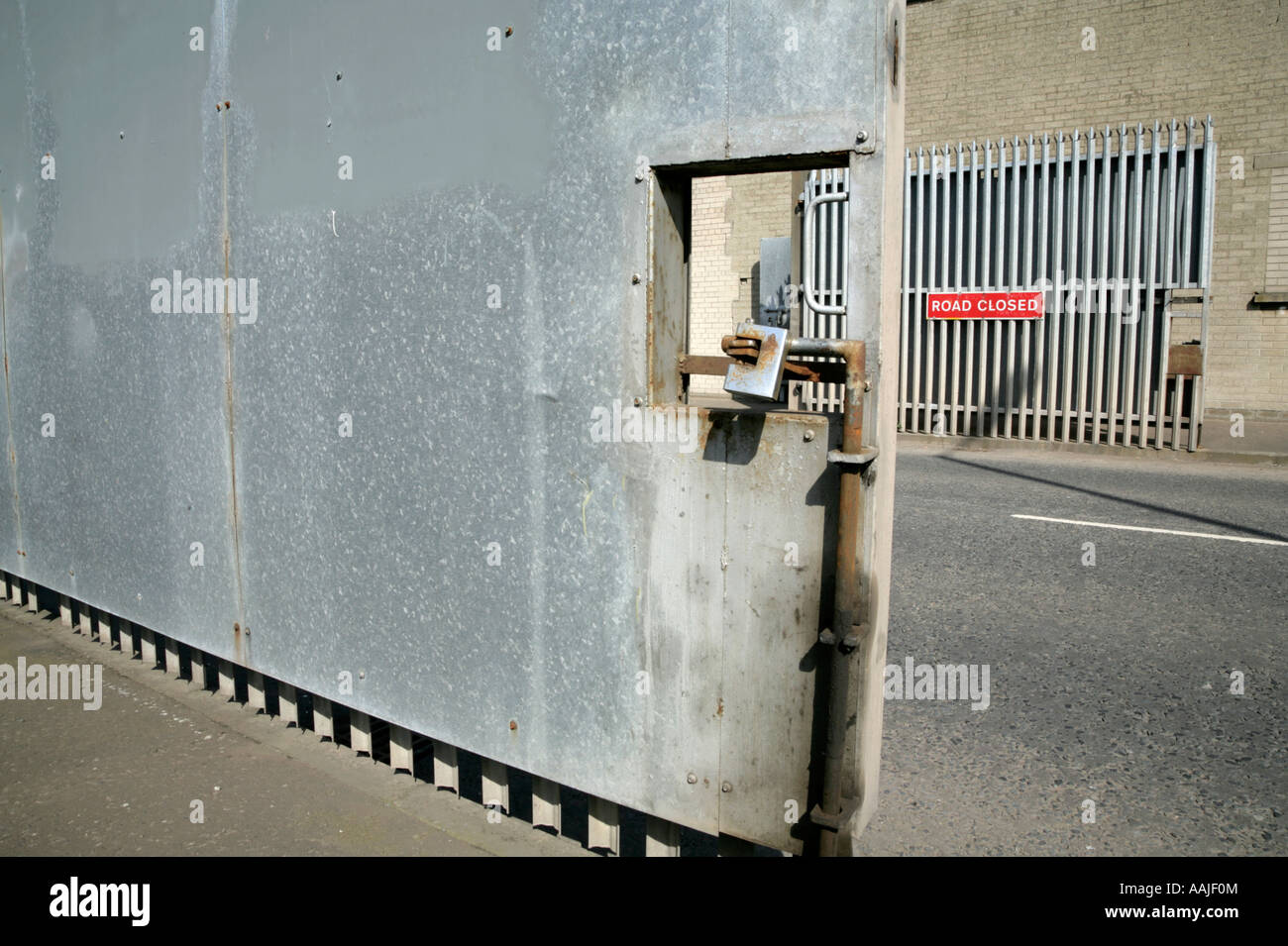 Steel barricade between Shankill Road and Falls Road areas, Belfast