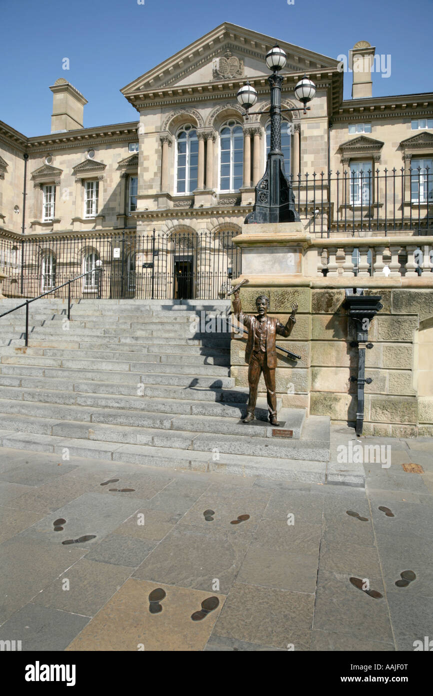 Statue of The Speaker, by Gareth Knowles, outside the Customs House, Donegall Quay, Belfast, Northern Ireland. Stock Photo