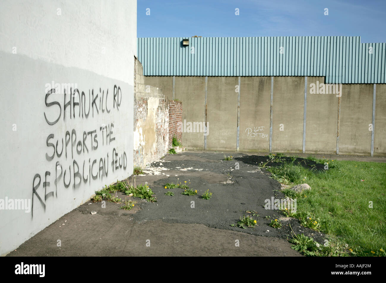Political graffiti next to the disused Crumlin Road jail, Belfast, Northern Ireland. Stock Photo